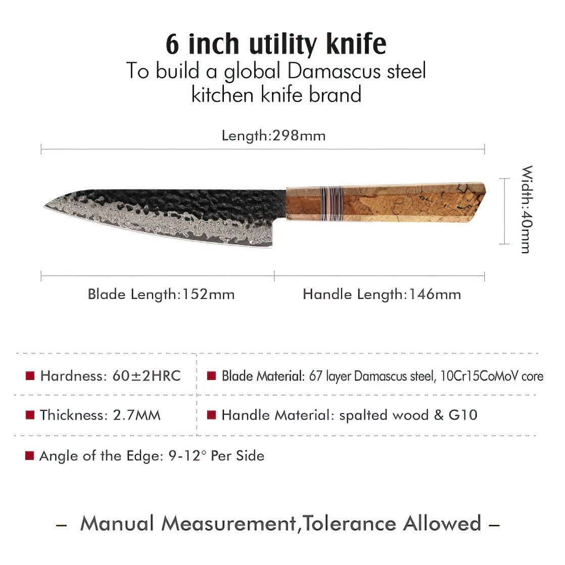 Damast Küchenmesser ZE-37433 - Kiritsuke / Braun