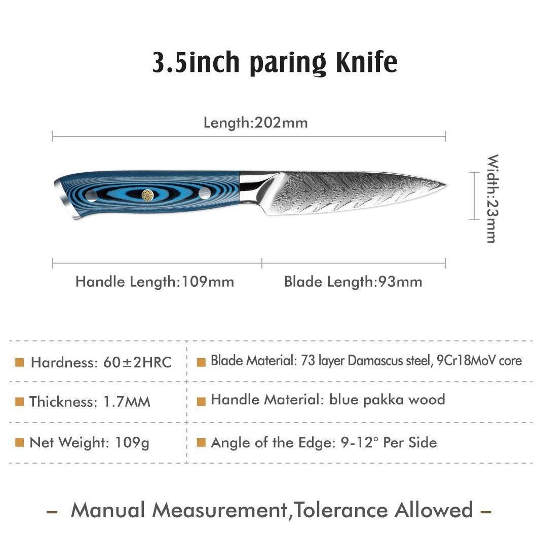 Damast Küchenmesser Set TU-37511 - Blau