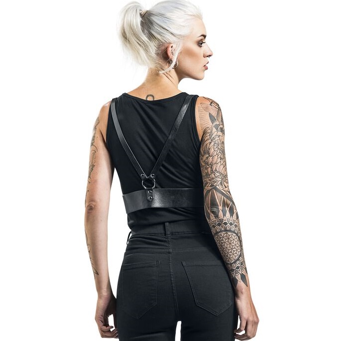 Damen Leder Harness - Schwarz