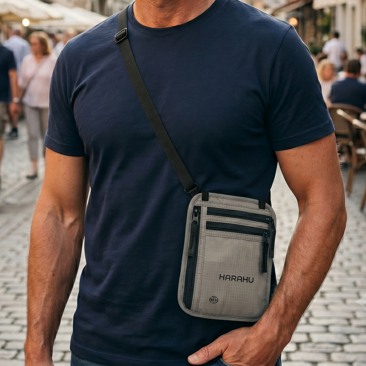 Herren Crossbody-Tasche mit RFID HARAHU Venture - Grau