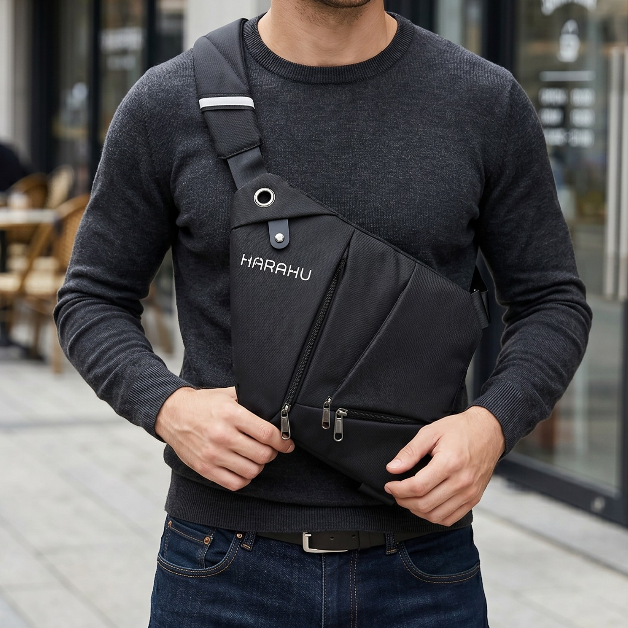 Herren Crossbody Tasche HARAHU Pulse - Grau