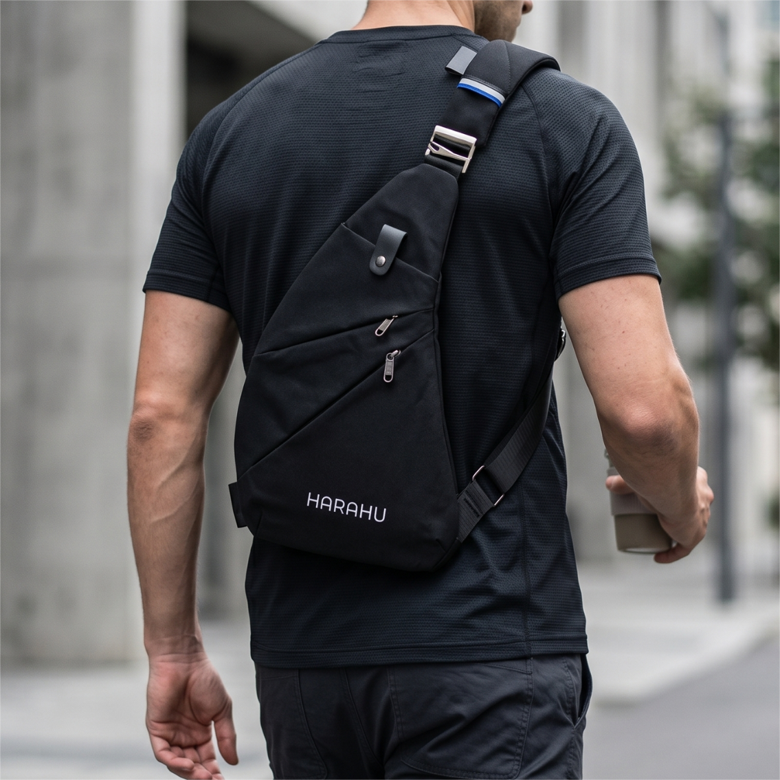 Herren Crossbody Tasche HARAHU Flow - Schwarz