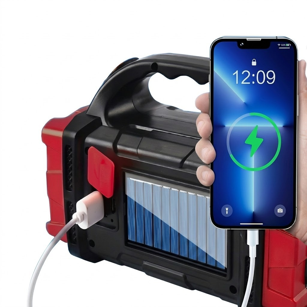 Solar-LED-Campingleuchte mit Powerbank SR - 40474 - Rot / Schwarz