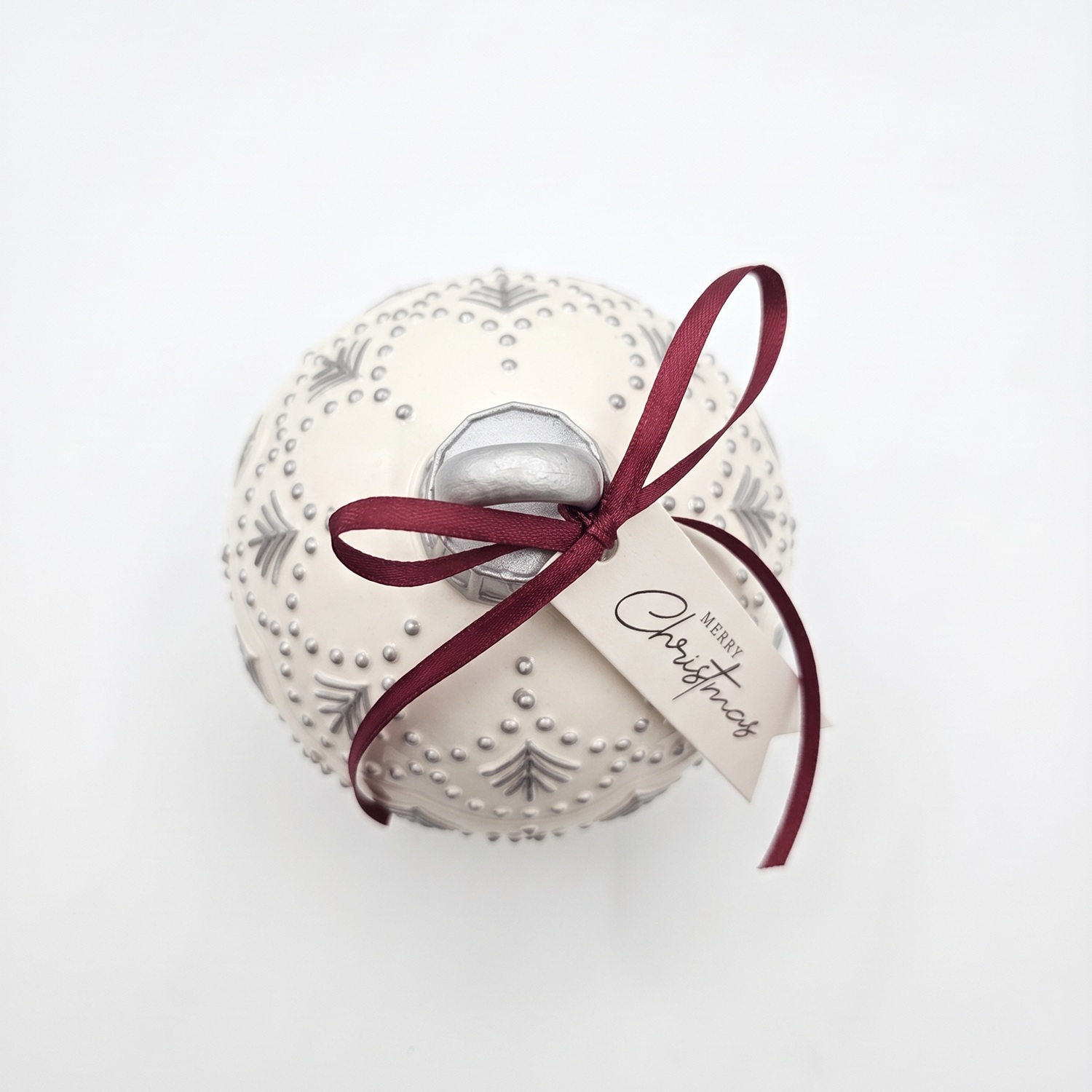 Kerze Christmas Bauble Enchanted MINI - Weiß / Silber / Winterzauber / MINI