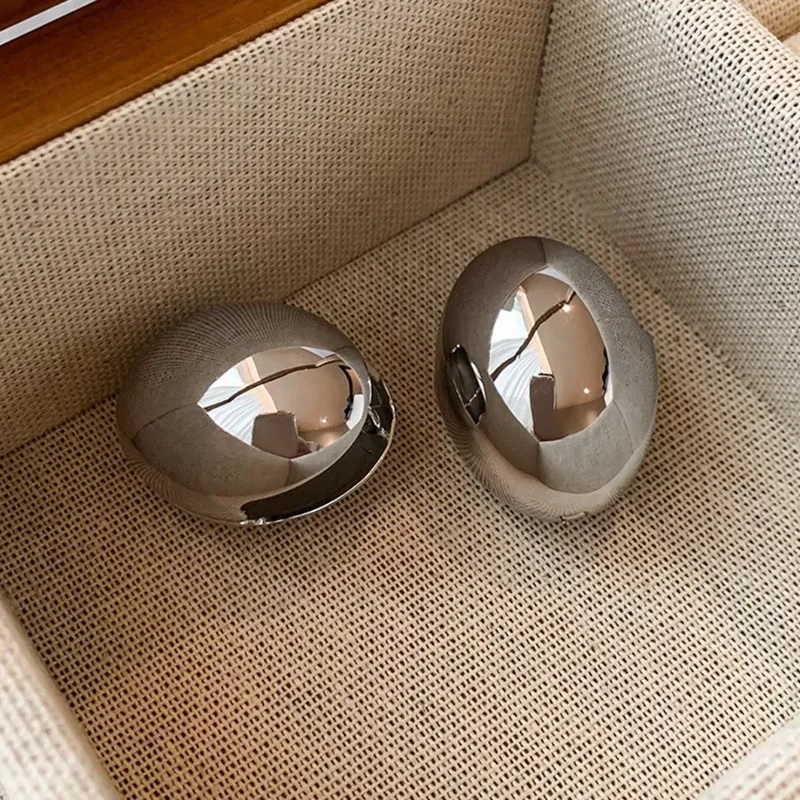 Retro Oval Ohrringe – Silber