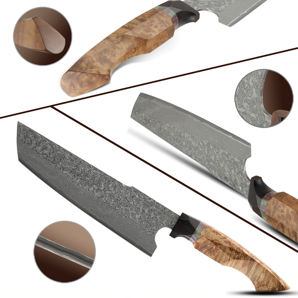 Damast Küchenmesser YU-37466 - Kiritsuke / Braun