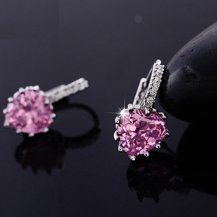Ohrringe Silver Heart - Gelb