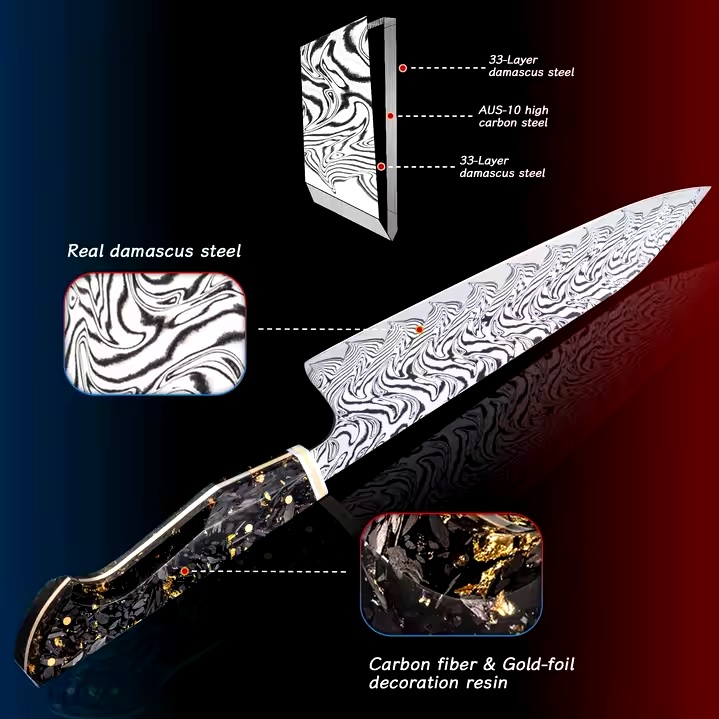 Damast Küchenmesser TA-35184 - Chef / Schwarz