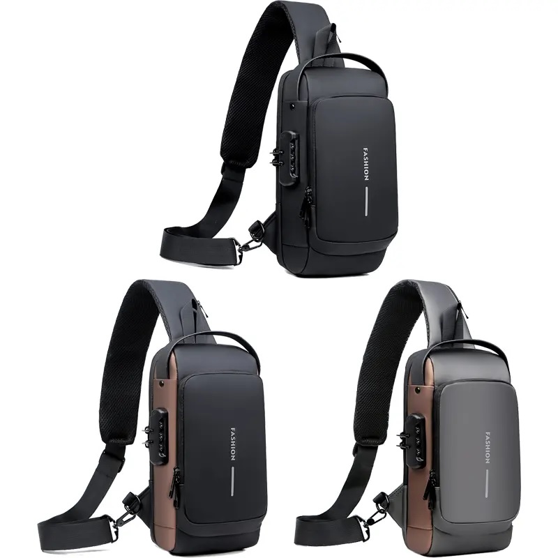 Diebstahlsichere USB-Lade-Umhängetasche - Grau
