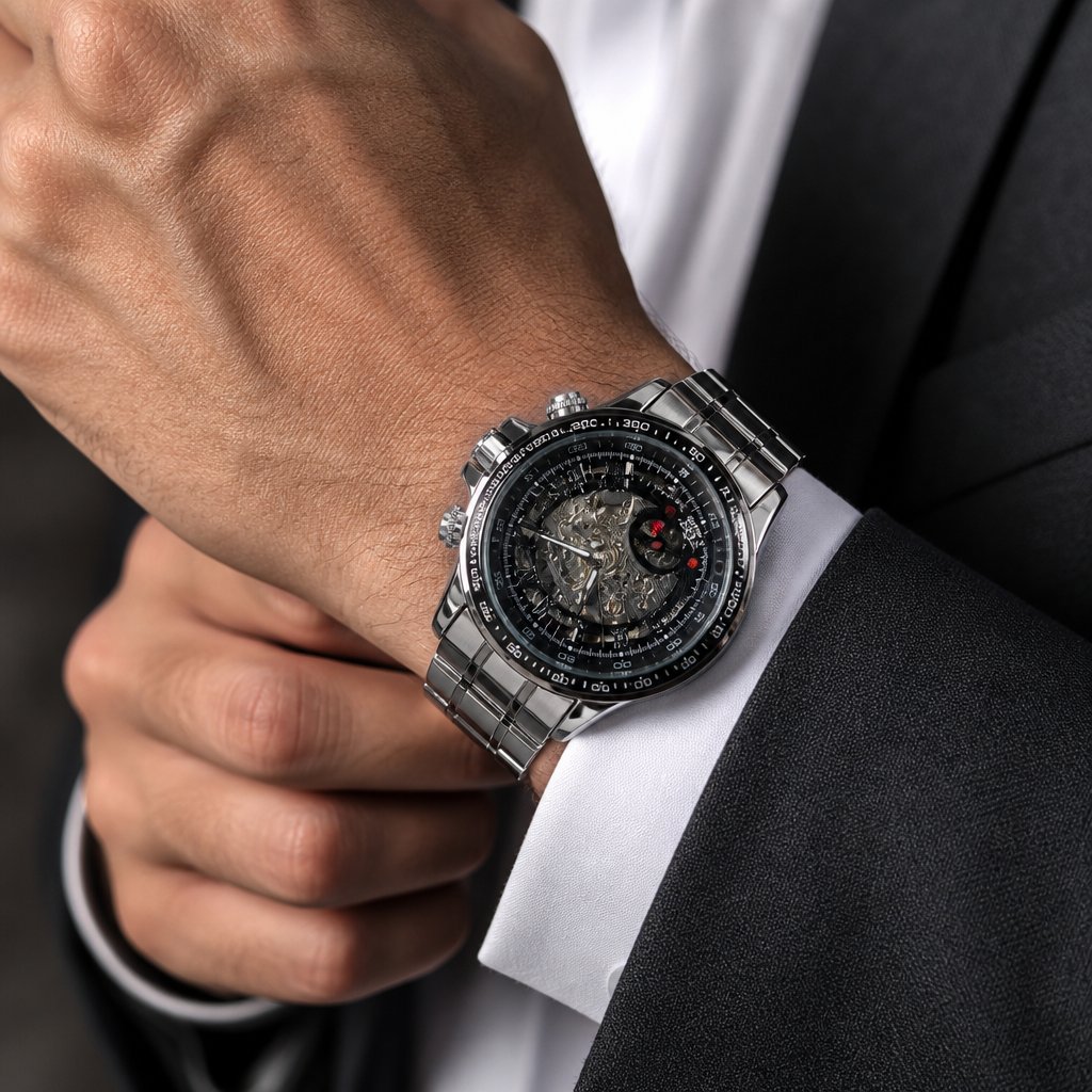 Herrenuhr BO-3053 - Silber / Schwarz