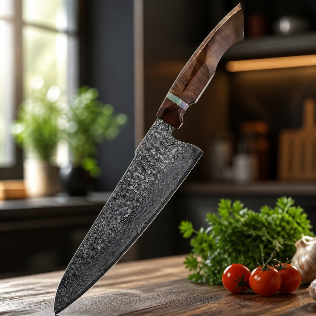 Damast Küchenmesser YU-37467 - Chef / Braun