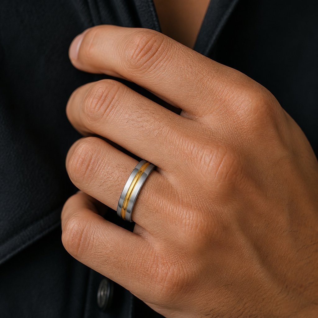 Herrenring VO-4841 - Silber/Golden/59mm